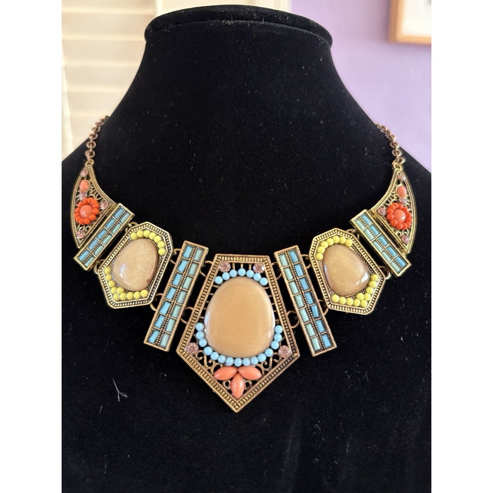 BETSEY JOHNSON Necklace Fantasy Island Time Multicolor Lucite & Bead Blue Orange